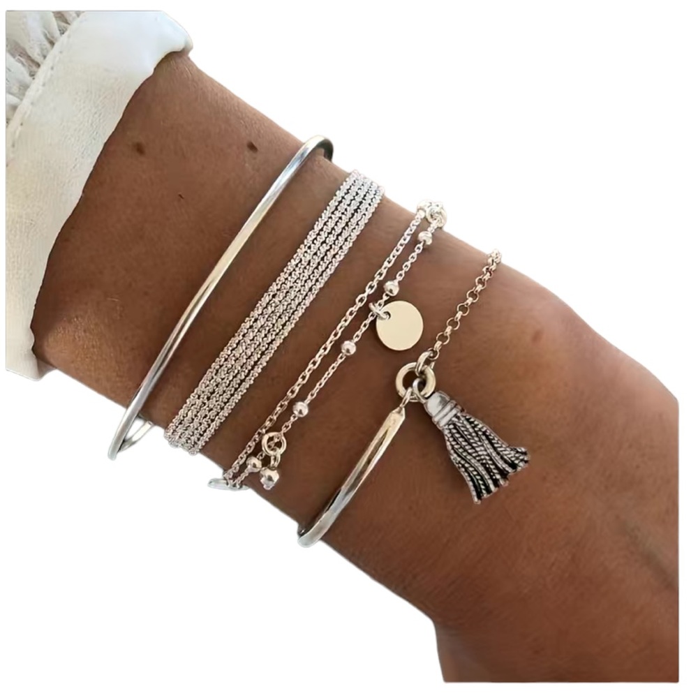 4 Piece Silver Bracelet Set